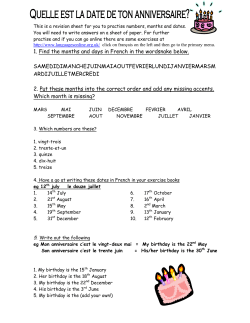 1. Find the months and days in French in the wordsnake below