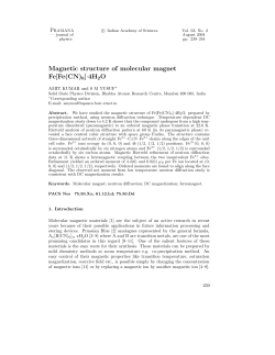 Magnetic structure of molecular magnet Fe[Fe(CN)6]&middot;4H2O