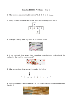 Sample of HSFOL Problems &ndash; Year 6