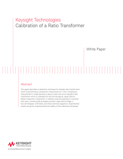 Keysight Technologies Calibration of a Ratio Transformer