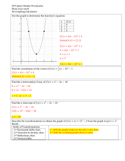 GP3-Quiz1 Retake Precalculus Show your work No Graphing