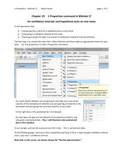 1-Proportion command in Minitab 17 for confidence intervals and