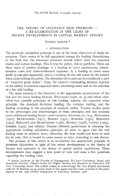 The Theory of Insurance Risk Premiums