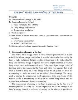 Energy, work and power of the body