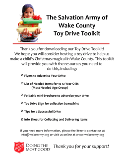 Toy Drive Tool Kit - The Salvation Army