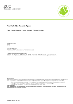 First Draft of the Research Agenda
