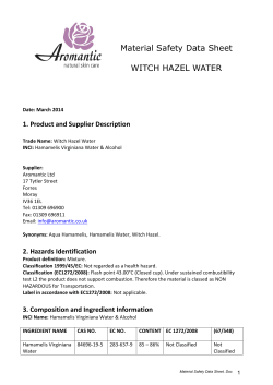 Material Safety Data Sheet WITCH HAZEL WATER