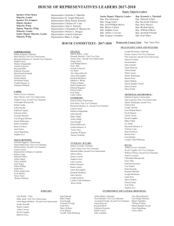 HOUSE OF REPRESENTATIVES LEADERS 2017-2018