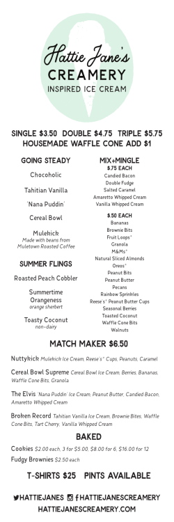 Hattie Jane`s Menu.indd - Hattie Jane`s Creamery