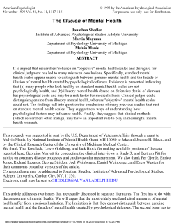 The Illusion of Mental Health - Department of Psychology | University