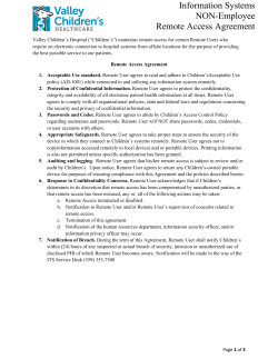 Information Systems NON-Employee Remote Access Agreement