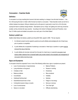 Concussion &ndash; Coaches Guide
