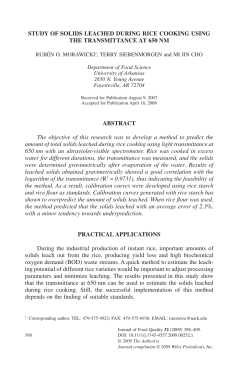 STUDY OF SOLIDS LEACHED DURING RICE