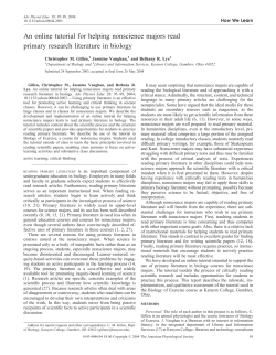 Article describing use of tutorial