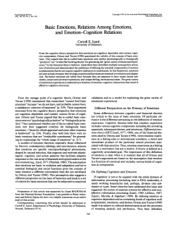 Basic Emotions, Relations Among Emotions