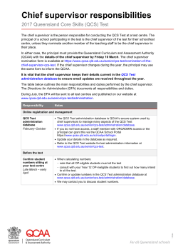 Chief supervisor responsibilities