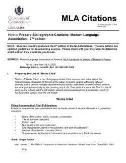 MLA Citations Edition - UConn Library