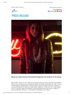 Reservoir Adds Grammy-Nominated Songwriter Ali