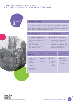 Lesson 4: The Irish contribution to the Battle of the Somme