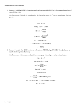 Financial Maths - Society of Actuaries in Ireland