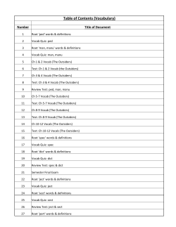 Table of Contents (Vocabulary)