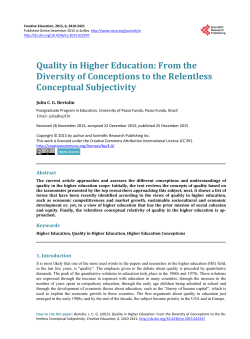 Quality in Higher Education: From the Diversity of Conceptions to the