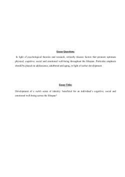 Essay Question: In light of psychological theories and