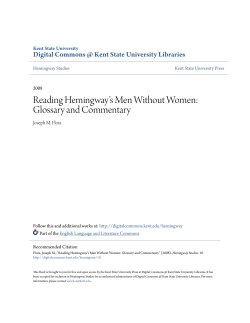 Reading Hemingway`s Men Without Women: Glossary and