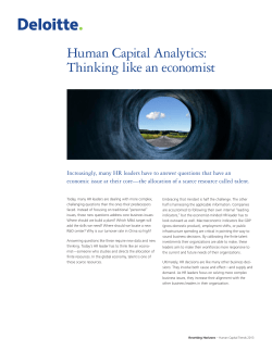 Human Capital Analytics: Thinking like an economist