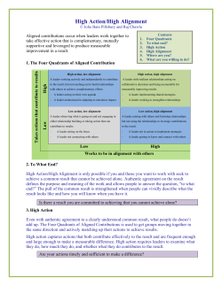 High Action/High Alignment - Sherbrooke Consulting Inc