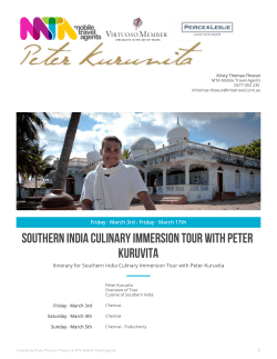 Detailed Itinerary for Southern India Culinary