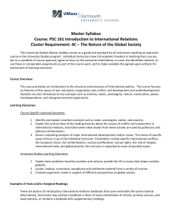 Master Syllabus Course: PSC 161 Introduction to International
