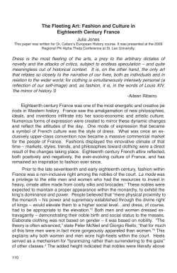 The Fleeting Art: Fashion and Culture in Eighteenth Century France