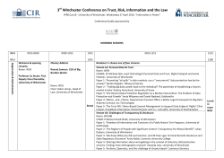 3 Winchester Conference on Trust, Risk, Information and the Law