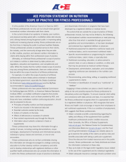 ACE POSITION STATEMENT ON NUTRITION SCOPE
