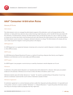 AAA&reg; Consumer Arbitration Rules - American Arbitration Association