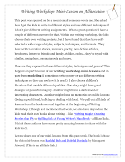 Writing Workshop: Mini-Lesson on Alliteration