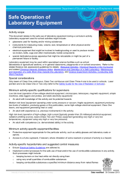 Safe Operation of Laboratory Equipment