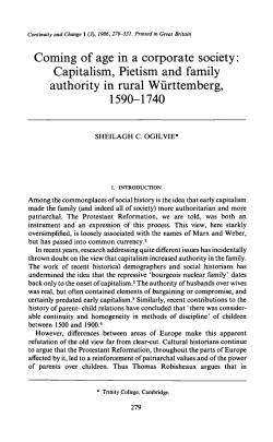 Coming of age in a corporate society: Capitalism, Pietism and family