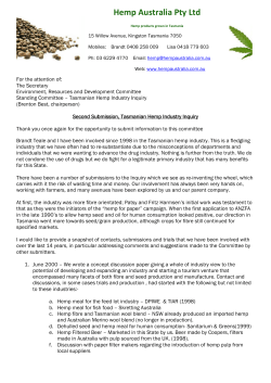 Hemp Australia Pty Ltd - Parliament of Tasmania