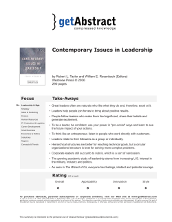 Contemporary Issues in Leadership