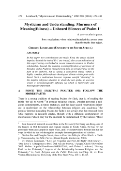Murmurs of Meaning(fulness) &ndash; Unheard Silences of Psalm 1