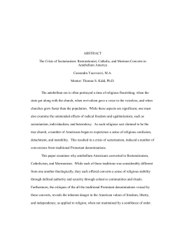 ABSTRACT The Crisis of Sectarianism: Restorationist, Catholic, and