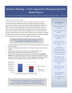 Inclusive Housing &ndash; A New Approach to Housing Long