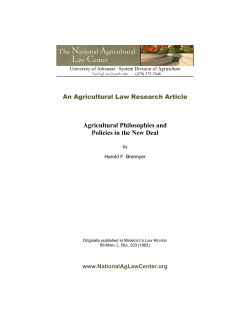 Agricultural Philosophies and Policies in the New Deal