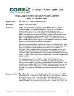 TIP prioritization - Metropolitan Planning Commission