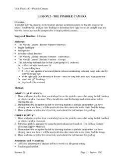 LESSON 2 - THE PINHOLE CAMERA