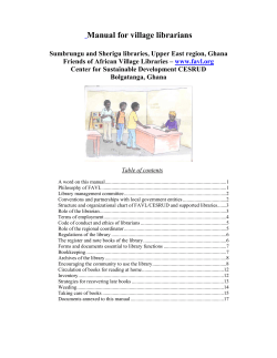 Manual for village librarians - Friends of African Village Libraries