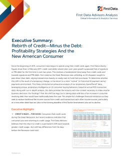 Executive Summary: Rebirth of Credit&mdash;Minus the Debt