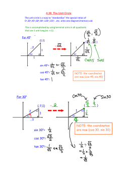 4.3B The Unit Circle ( ,1) 1 ( __ , __ ) ÷___ 1 sin 30o